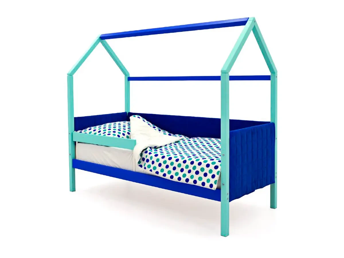 Кровать-домик мягкая Svogen мятно-синий 518361  - фото 3