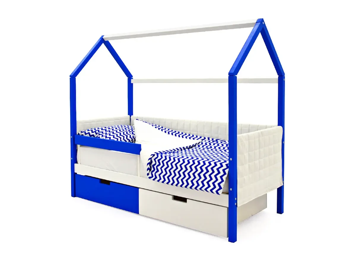 Кровать-домик мягкая Svogen сине-белый 518364