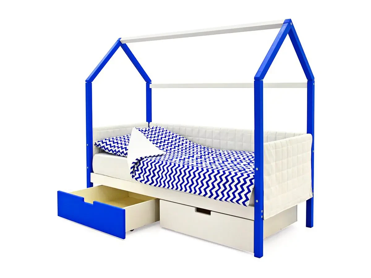 Кровать-домик мягкая Svogen сине-белый 518364  - фото 5