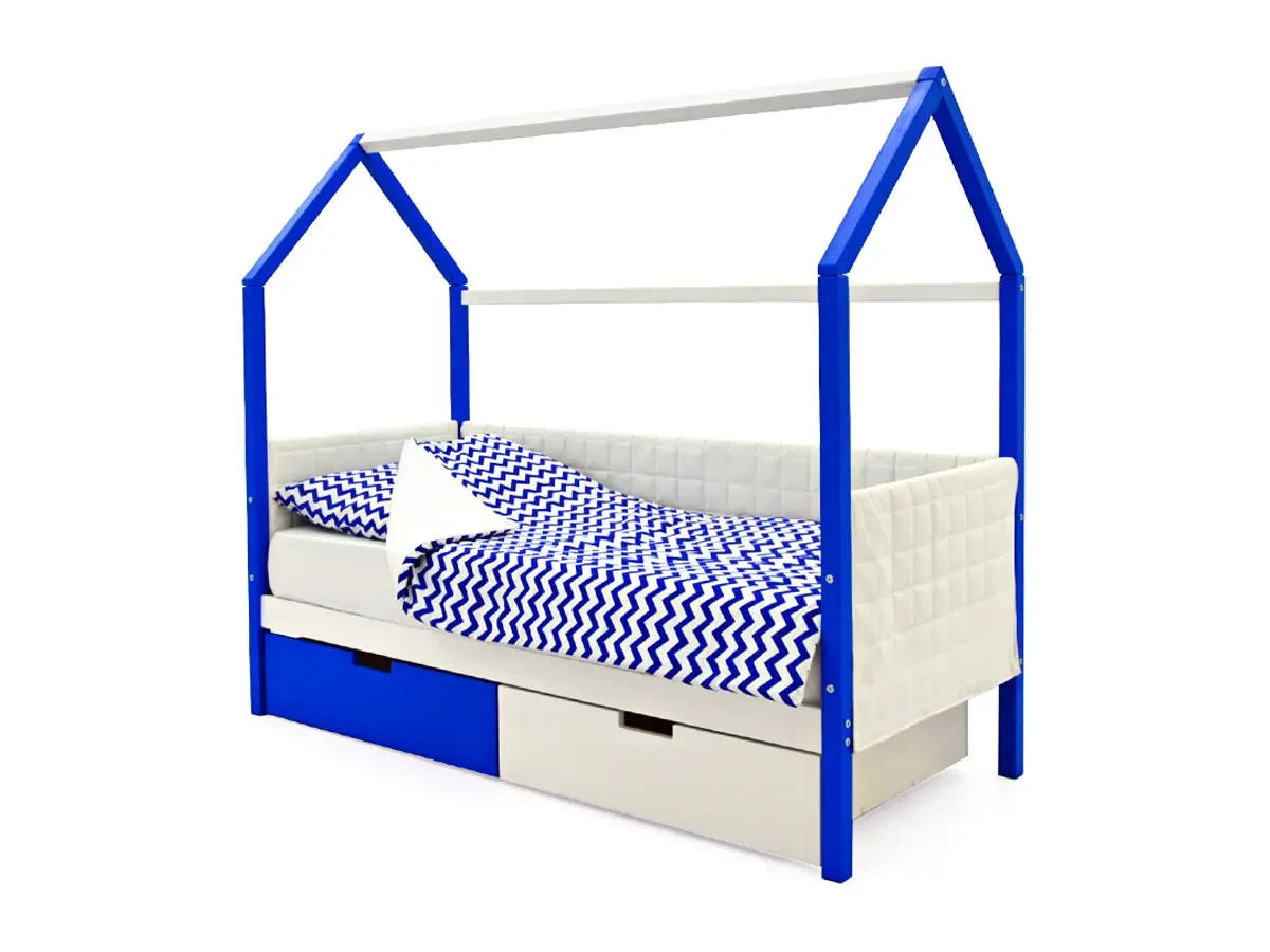 Кровать-домик мягкая Svogen сине-белый 518364  - фото 4