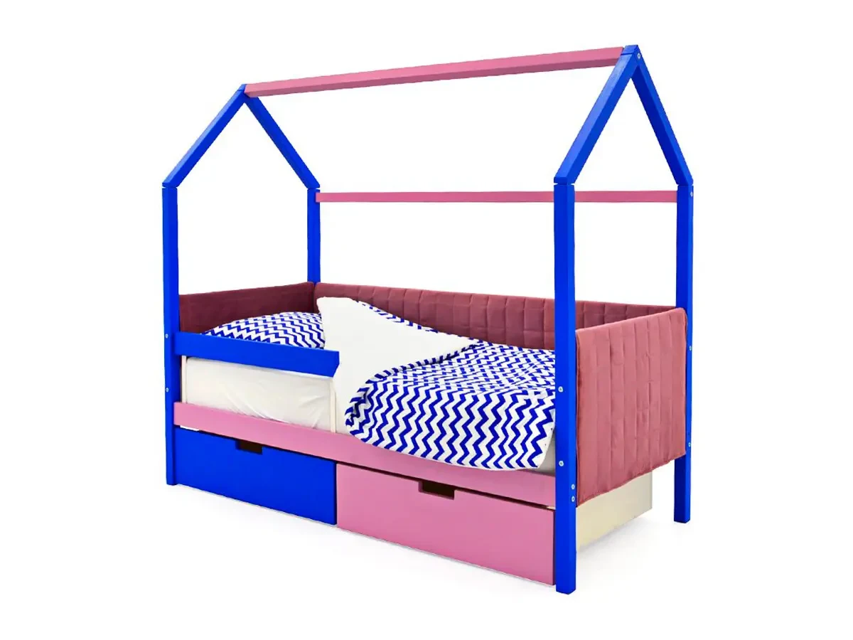 Кровать-домик мягкая Svogen синий-лаванда 518365