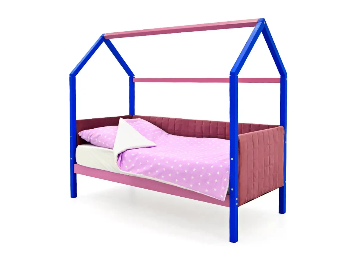 Кровать-домик мягкая Svogen синий-лаванда 518365