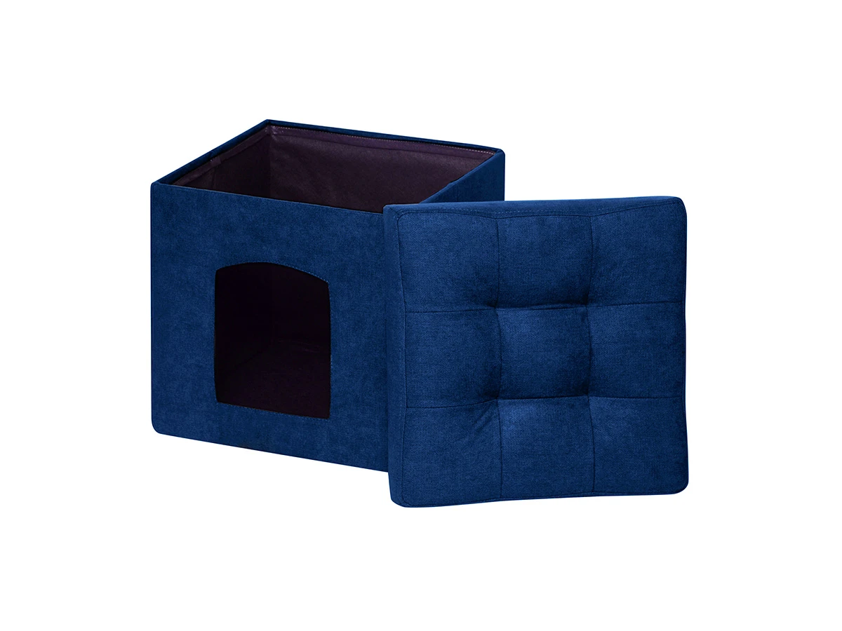 Пуфик Складной Для животных Синий Велюр 713504  - фото 3