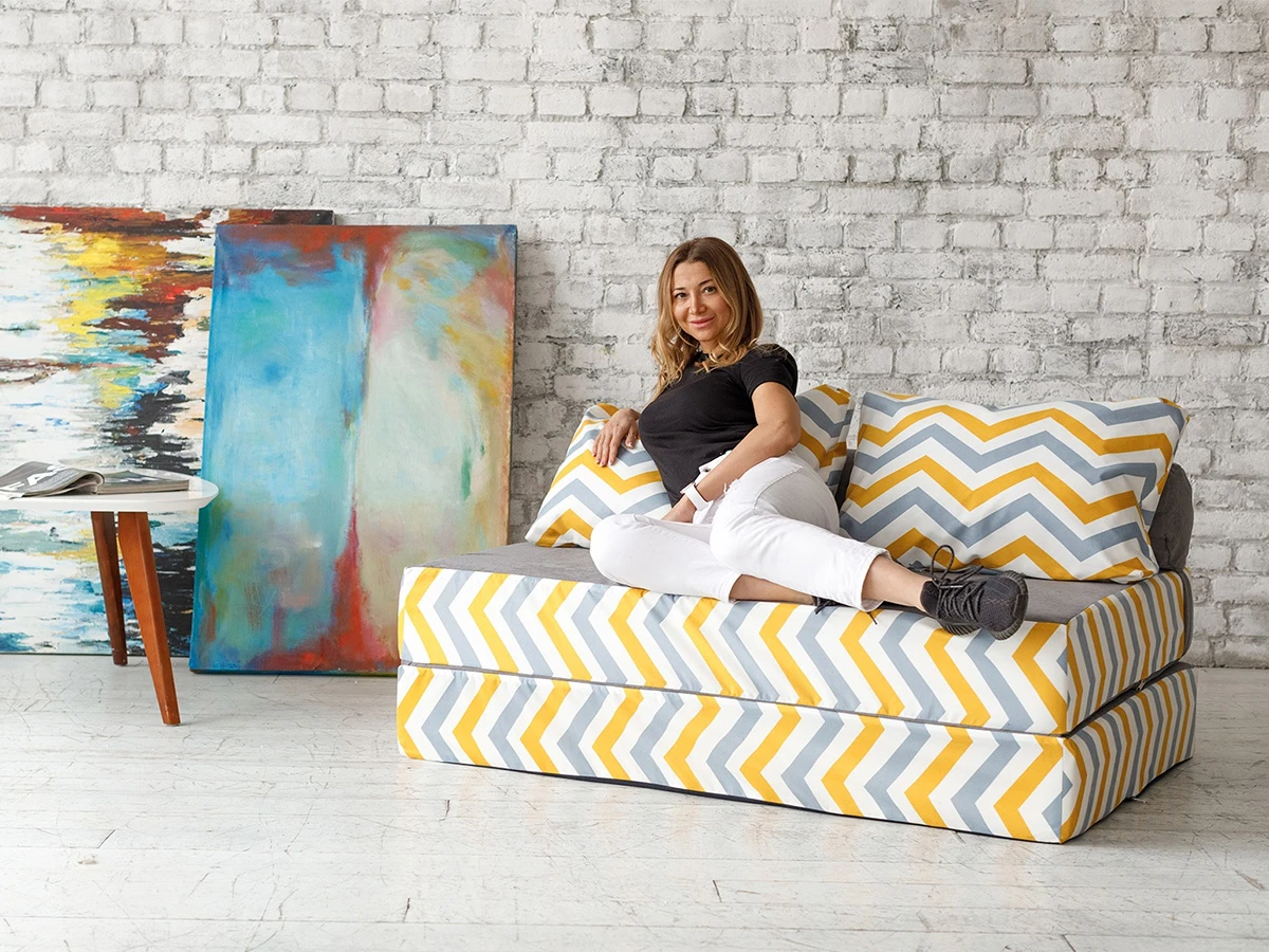 Диван PuzzleBag Скандинавия Желто-Серый XL 714044  - фото 4