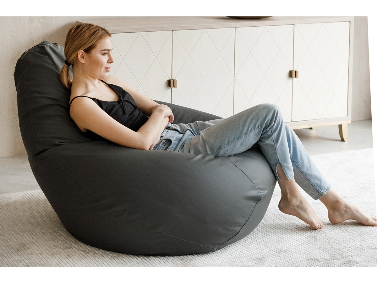 Кресло Мешок Серая ЭкоКожа 714495  - фото 3