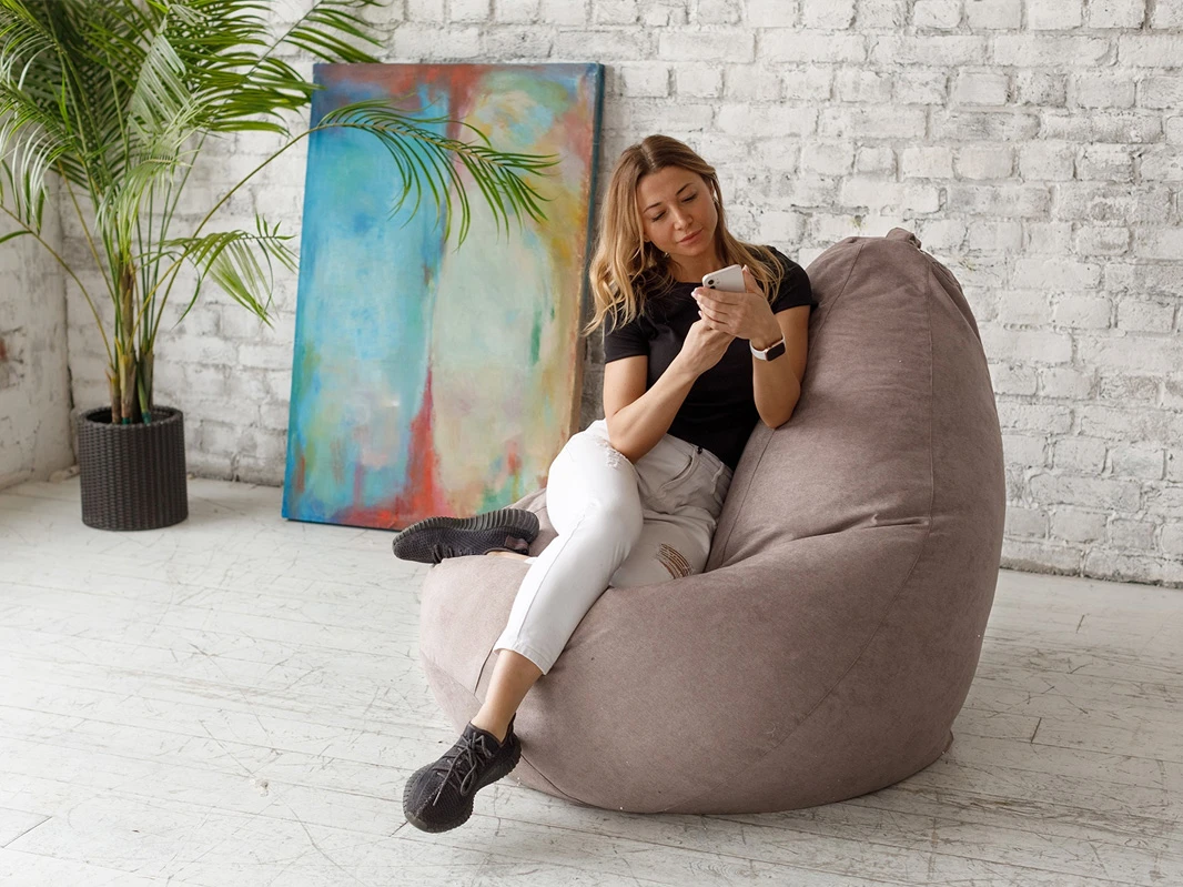 Кресло Мешок Бежевый Велюр 714497  - фото 4