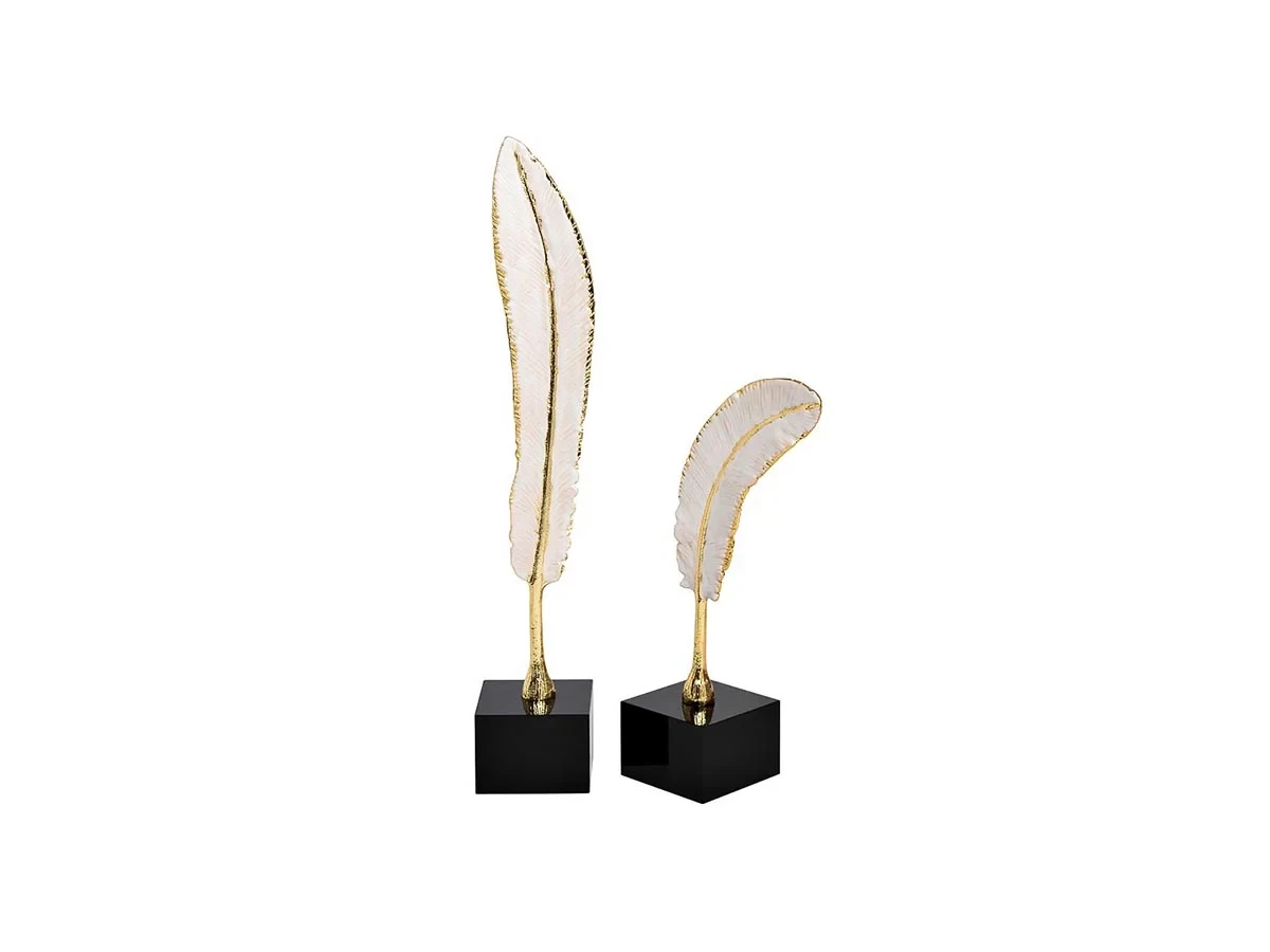 Статуэтка Белое перо с золотом на подставке 582753  - фото 2